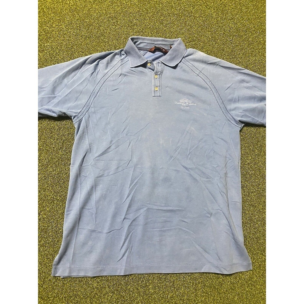 Tommy Bahama Rum Golf 18 Adult‎ Mens L Blue Short Sleeve Polo Shirt
